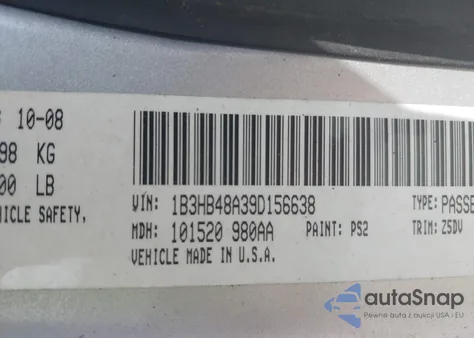 2009 Dodge Caliber Sxt from USA, damaged, VIN 1B3HB48A39D156638